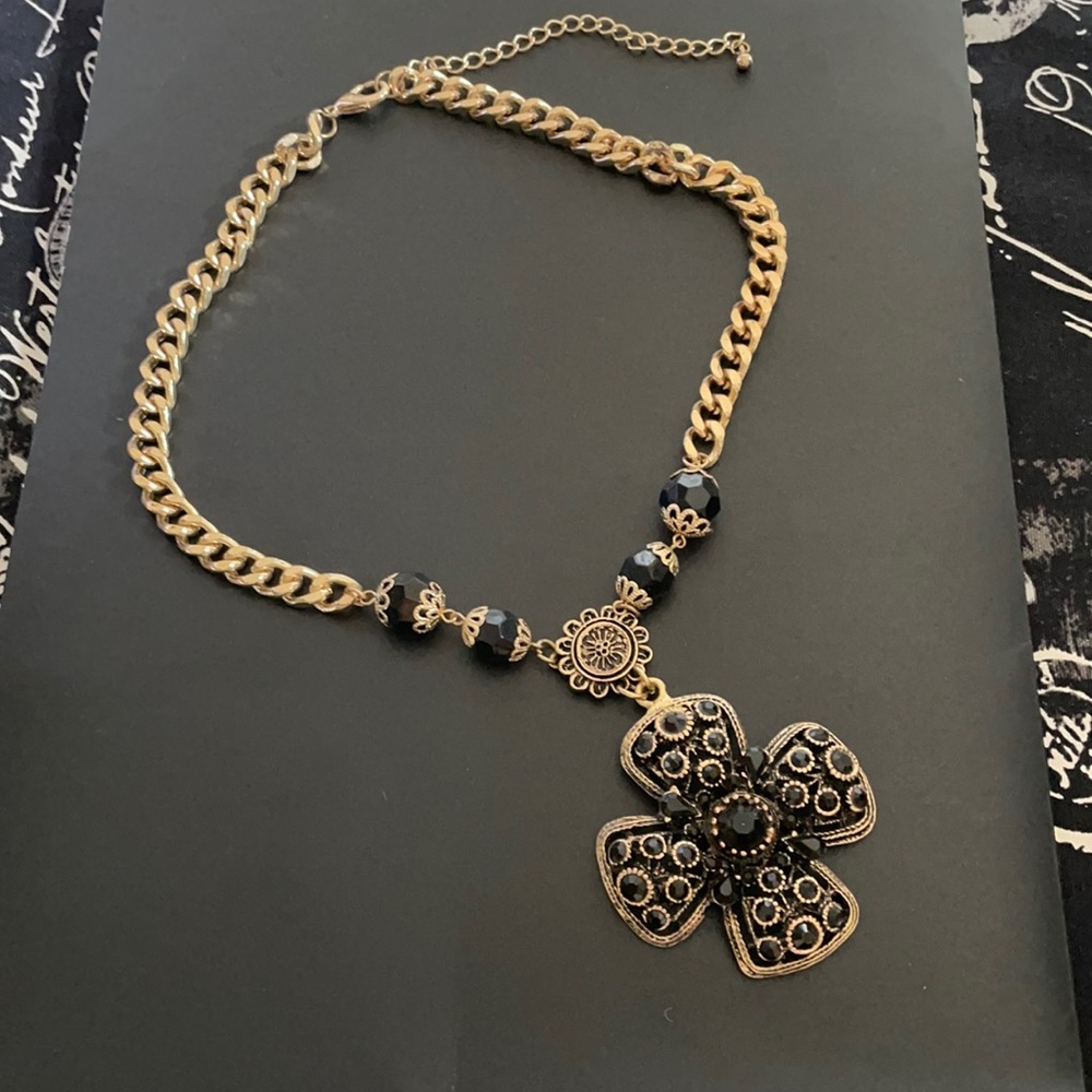 Black and Gold Statement Necklace